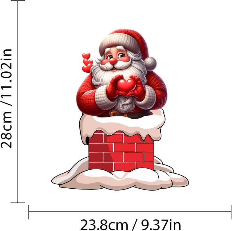 Iprokiu Christmas Toilet Sticker Chimney Santa Claus Reindeer Elf Toilet Seat Cover Decal Home Decor Waterproof Christmas Wall Sticker Elk Toilet Seat Lid Decal (Heart Santa Claus) - Image 4